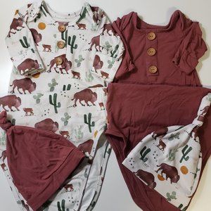 Caden Lane Bamboo Knot Gowns & Hats for Twins Infant Baby